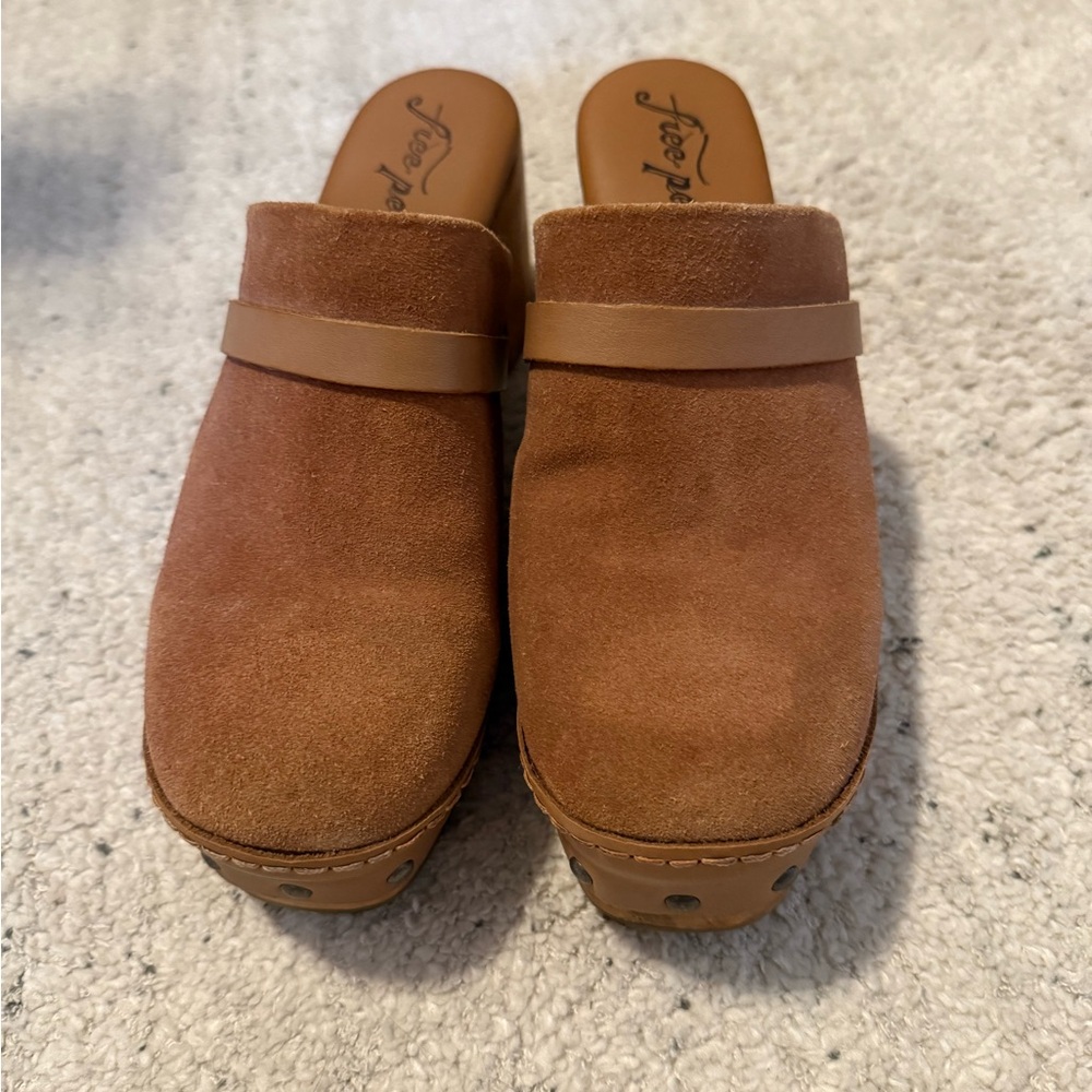 Free People Tan Mules with Suede Upper and Leather Strap